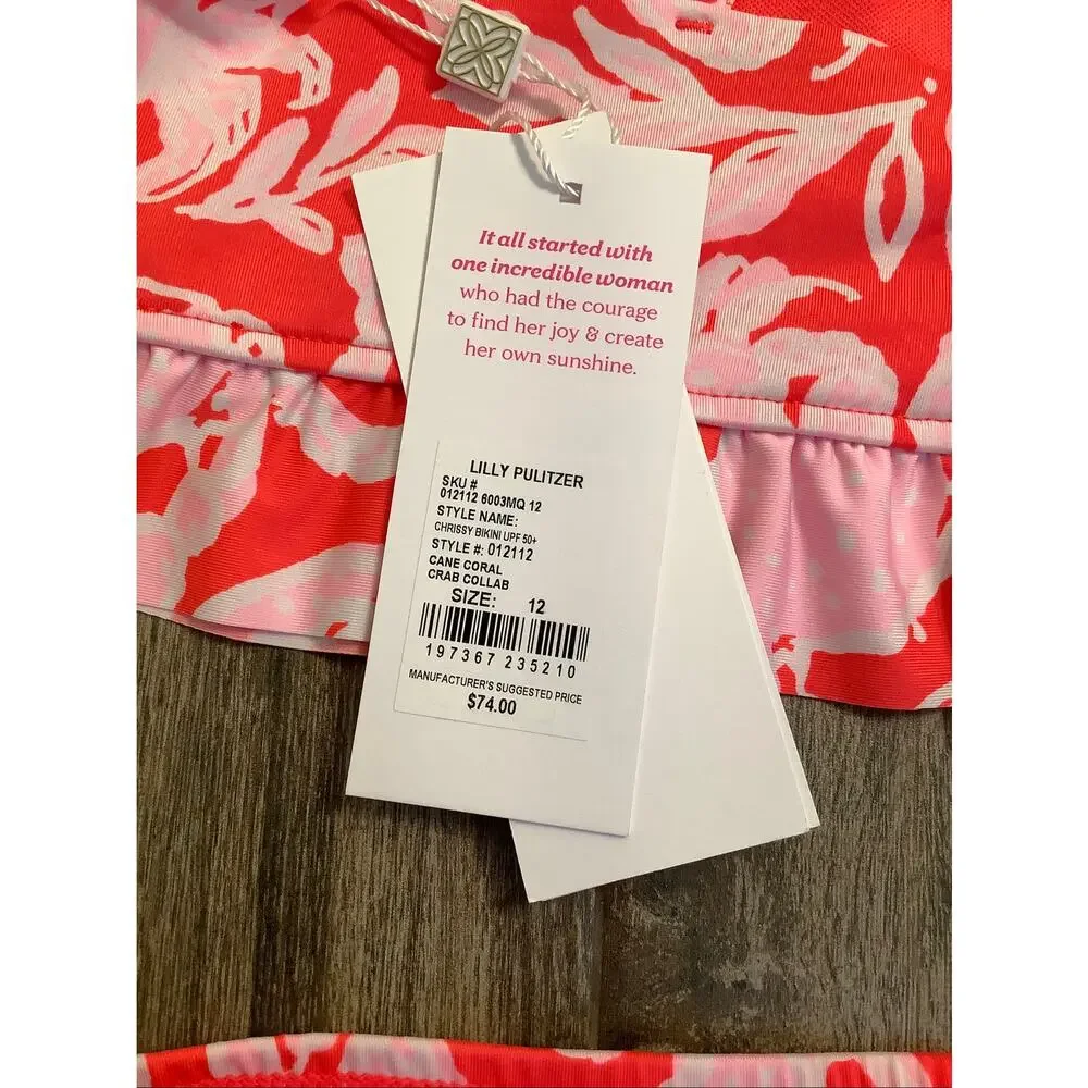 Lilly Pulitzer Girls 12 Cane Coral Crab UPF50+ Chrissy Bikini Set Swimsuit C20-2